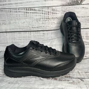 Brooks Addiction Walker 2 9.5 2E Wide Black Leather Lace Up Running Sneakers